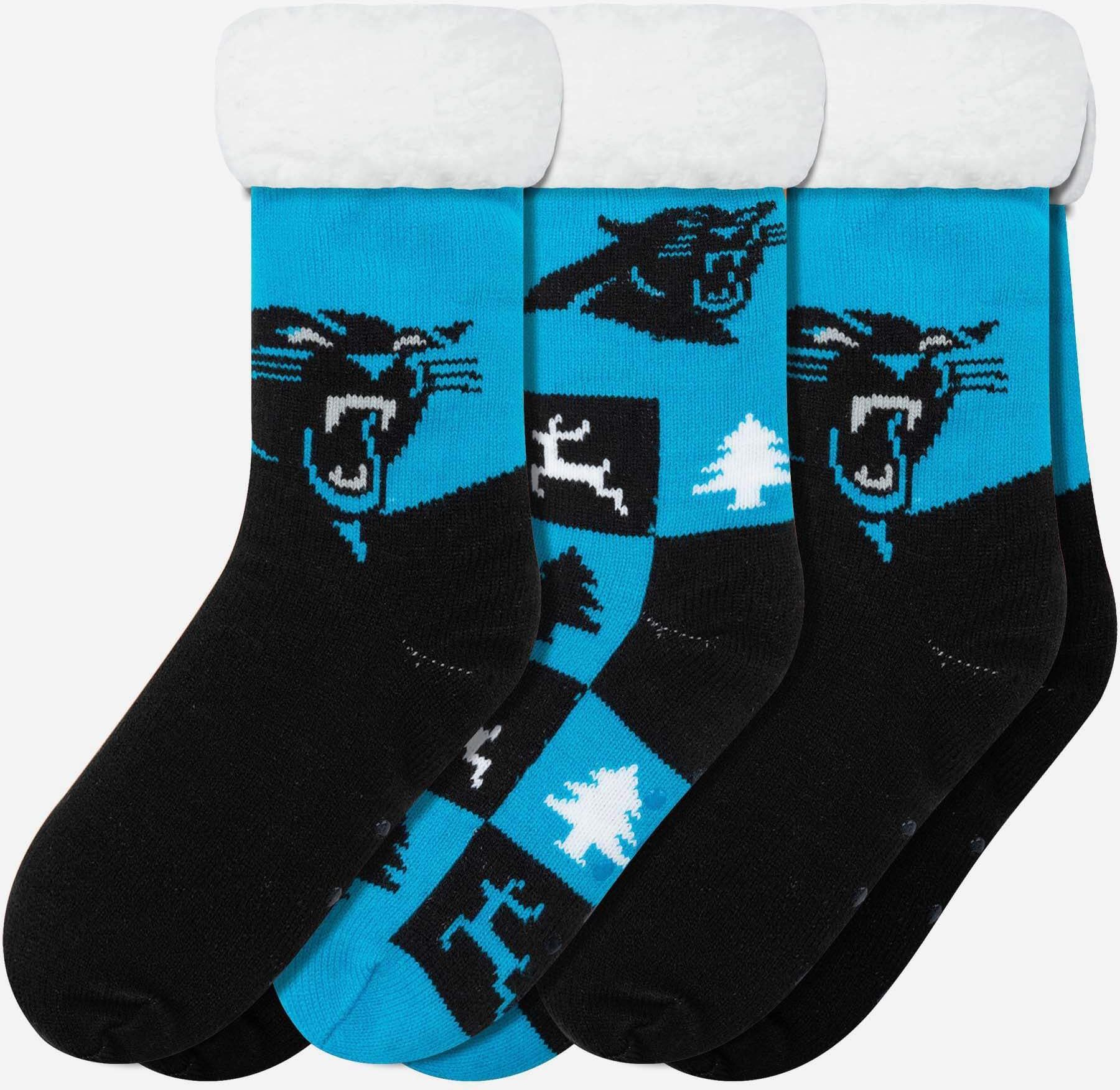 FOCO Carolina Panthers Womens Fan Footy 3 Pack Slipper Socks - Women