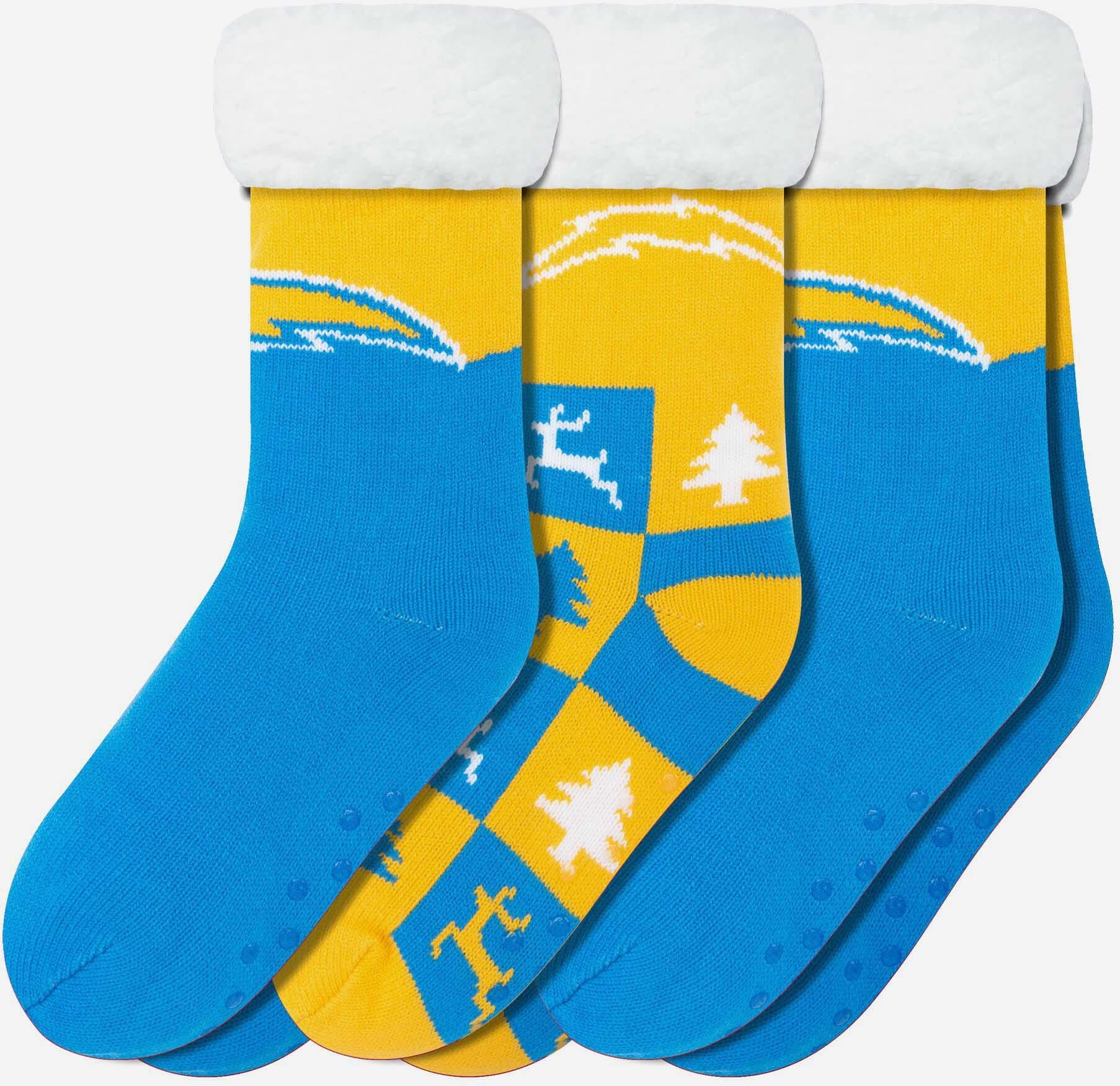 FOCO Los Angeles Chargers Womens Fan Footy 3 Pack Slipper Socks - Women