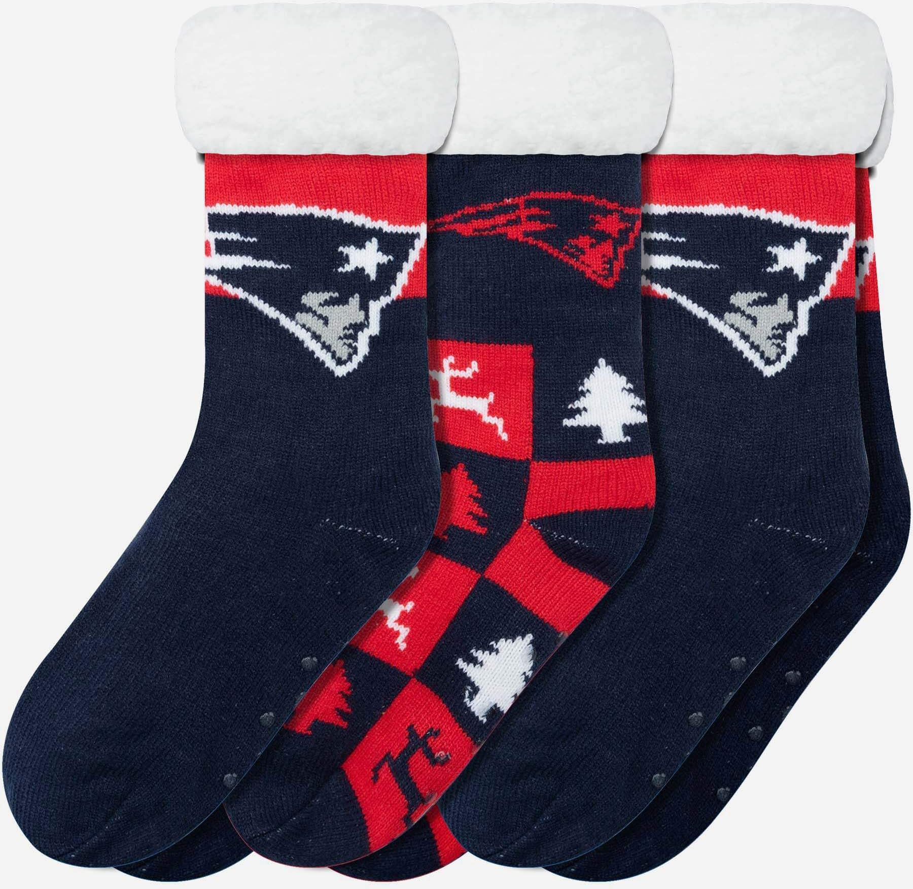 FOCO New England Patriots Womens Fan Footy 3 Pack Slipper Socks - Women