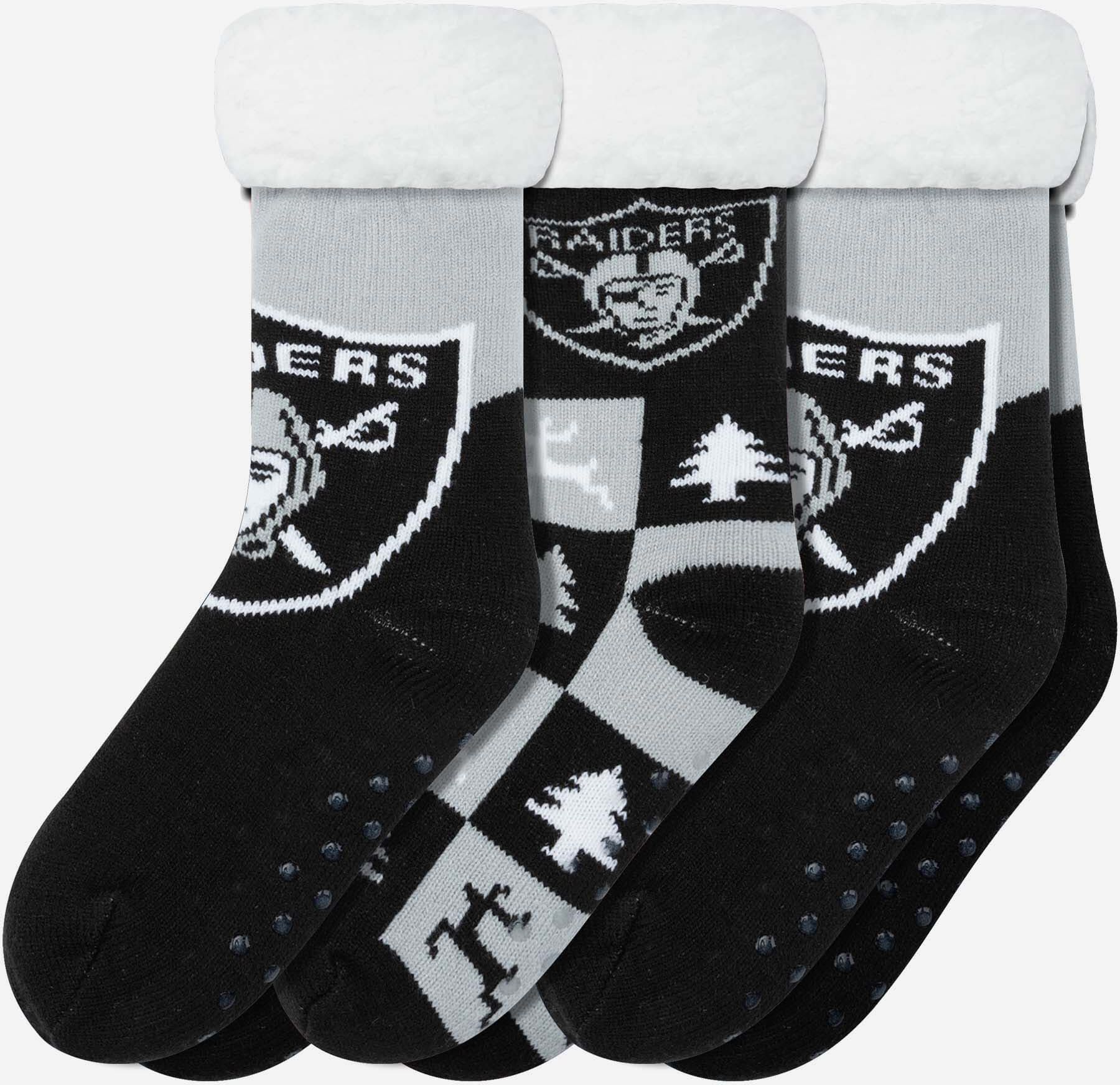 FOCO Las Vegas Raiders Womens Fan Footy 3 Pack Slipper Socks - Women