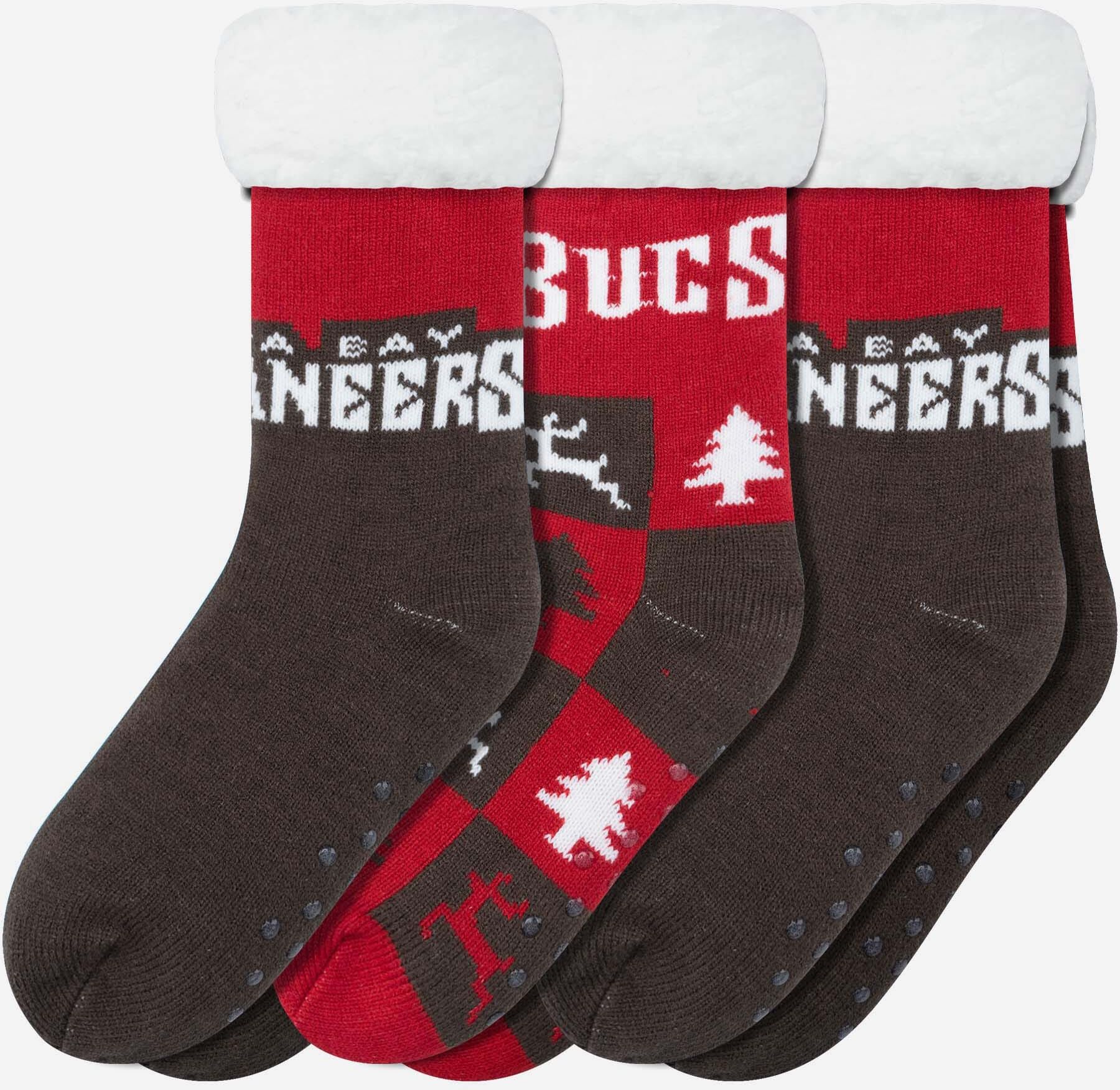 FOCO Tampa Bay Buccaneers Womens Fan Footy 3 Pack Slipper Socks - Women