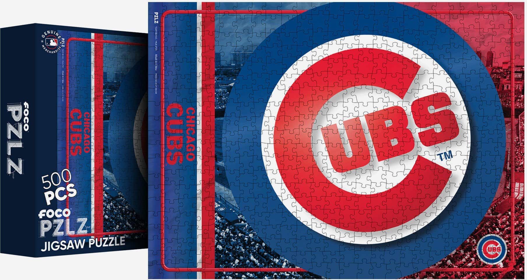 FOCO Chicago Cubs Big Logo 500 Piece Jigsaw Puzzle PZLZ -