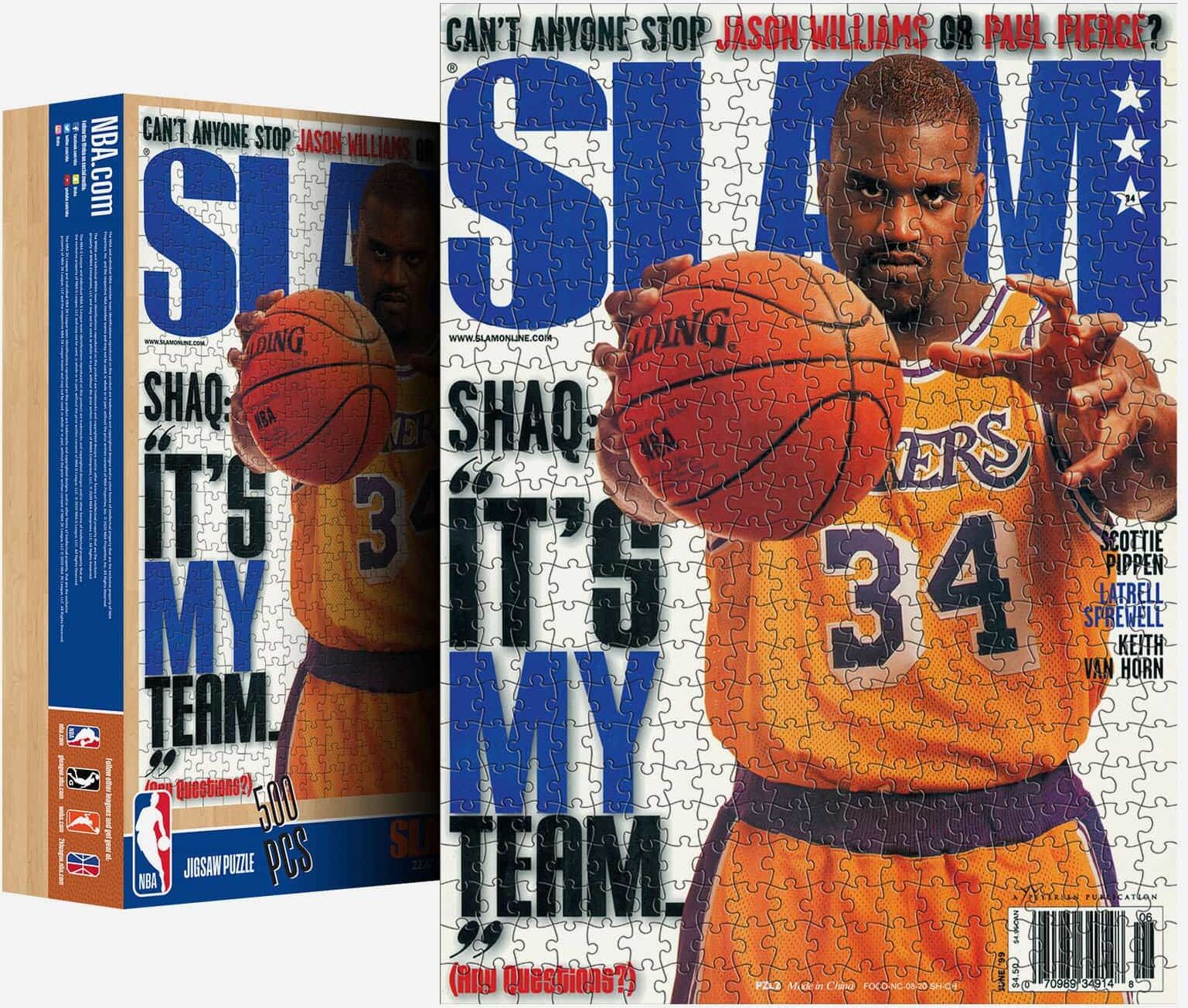 FOCO Shaquille O'Neal Los Angeles Lakers SLAM Cover 500 Piece Jigsaw Puzzle PZLZ -