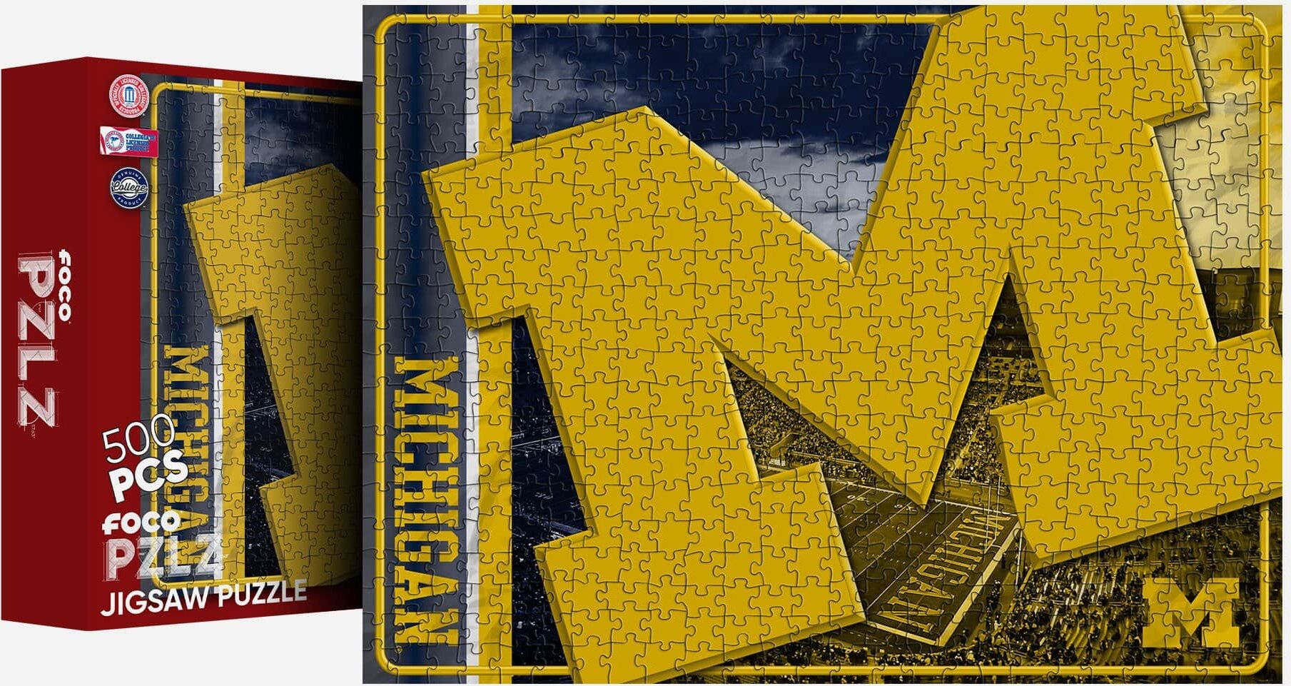 FOCO Michigan Wolverines Big Logo 500 Piece Jigsaw Puzzle PZLZ -