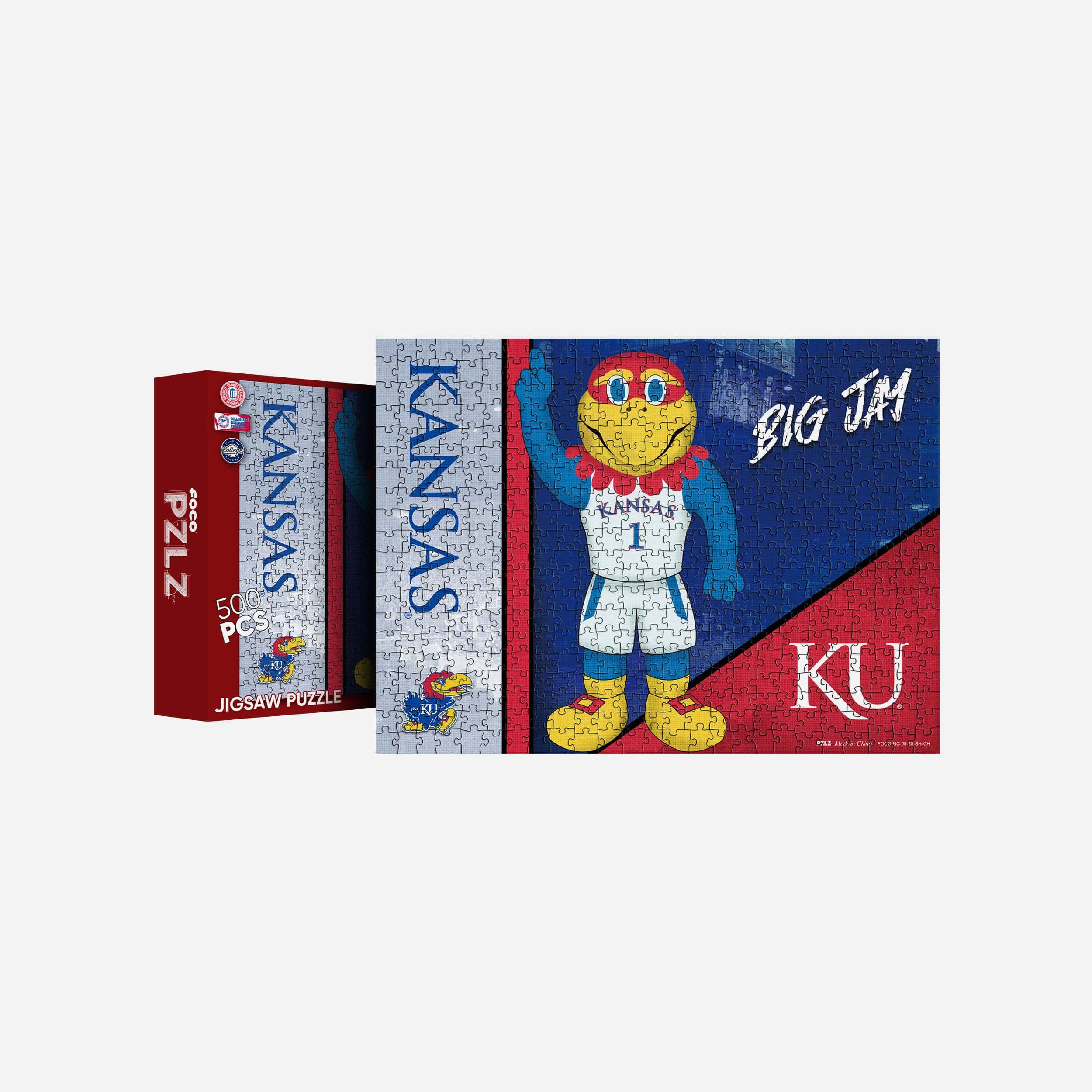 FOCO Big Jay Kansas Jayhawks Mascot 500 Piece Jigsaw Puzzle PZLZ -