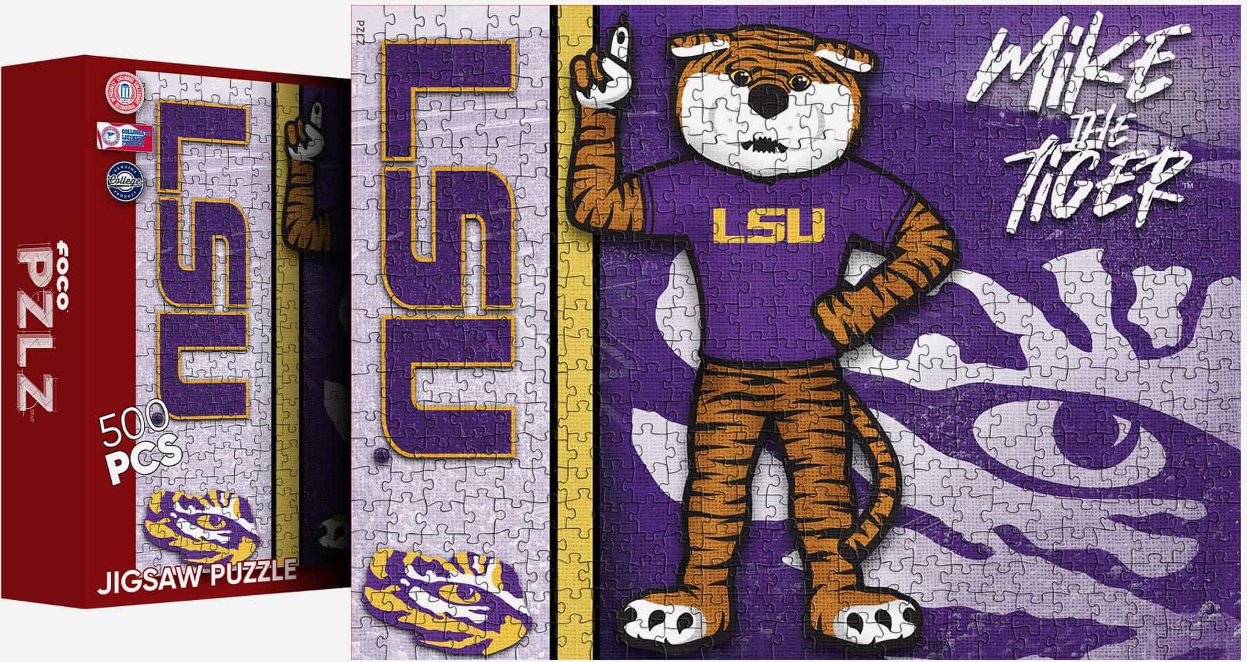 FOCO Mike the Tiger LSU Tigers Mascot 500 Piece Jigsaw Puzzle PZLZ -