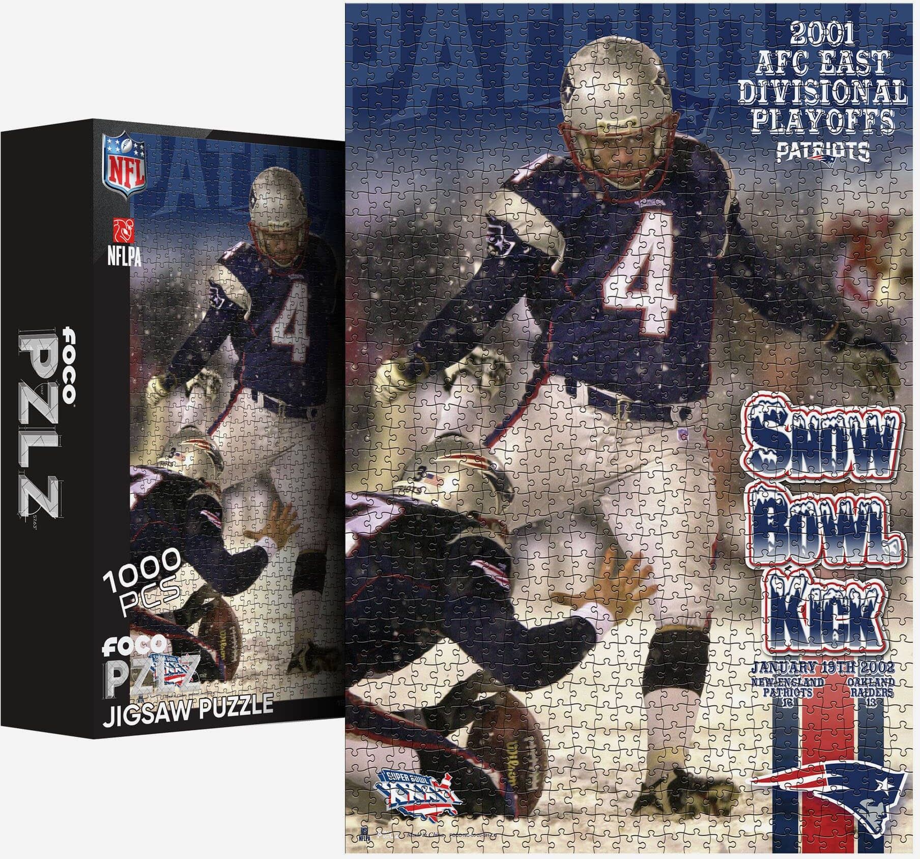 FOCO New England Patriots Snow Bowl Kick 1000 Piece Jigsaw Puzzle PZLZ -