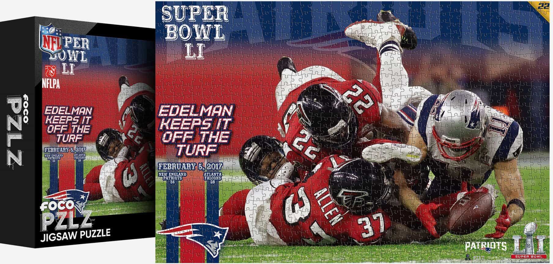 FOCO Julian Edelman New England Patriots Superbowl LI 1000 Piece Jigsaw Puzzle PZLZ -