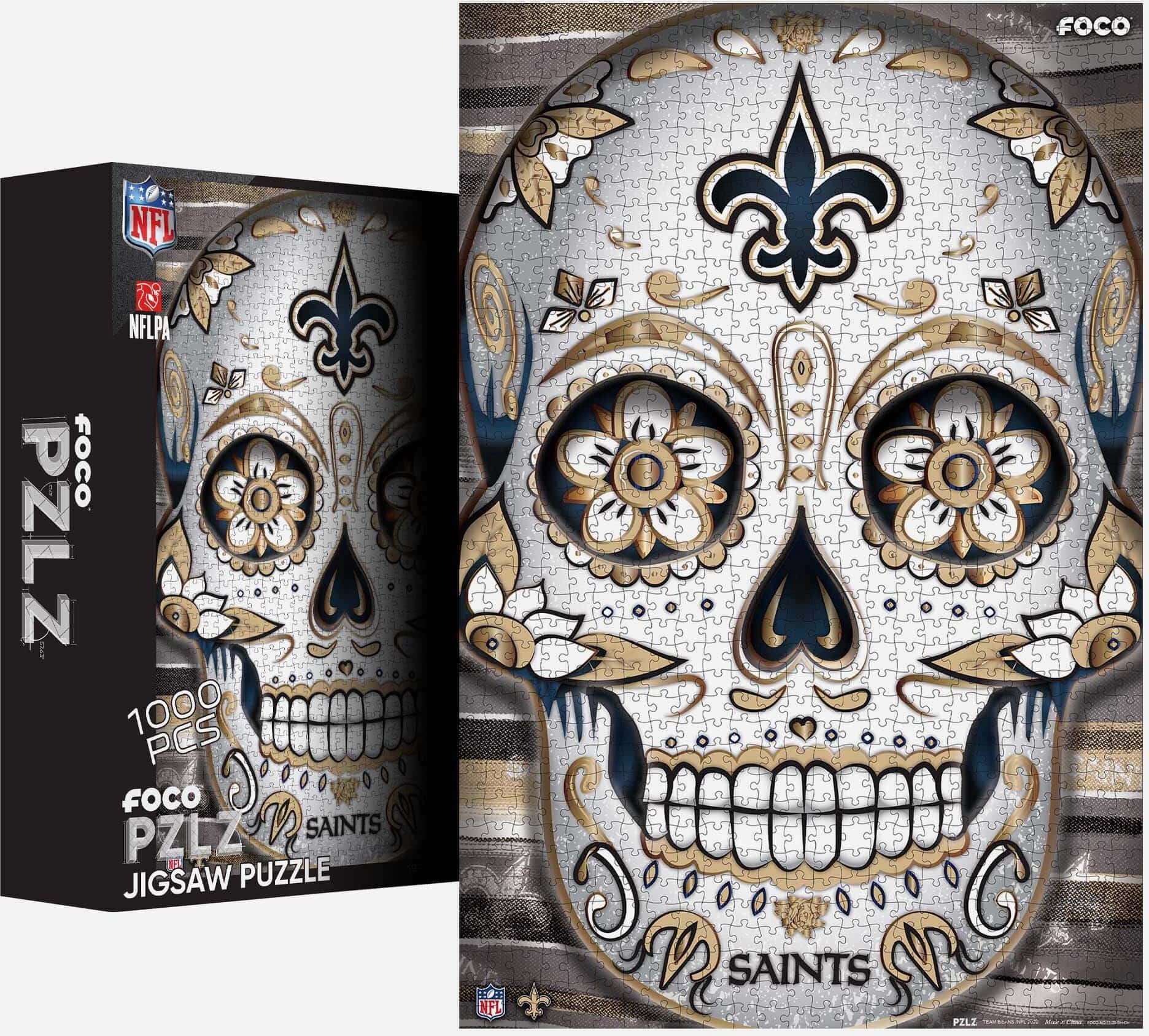 FOCO New Orleans Saints Sugar Skull 1000 Piece Jigsaw Puzzle PZLZ -