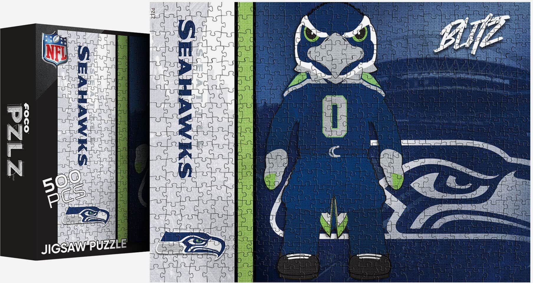 FOCO Blitz Seattle Seahawks Mascot 500 Piece Jigsaw Puzzle PZLZ -