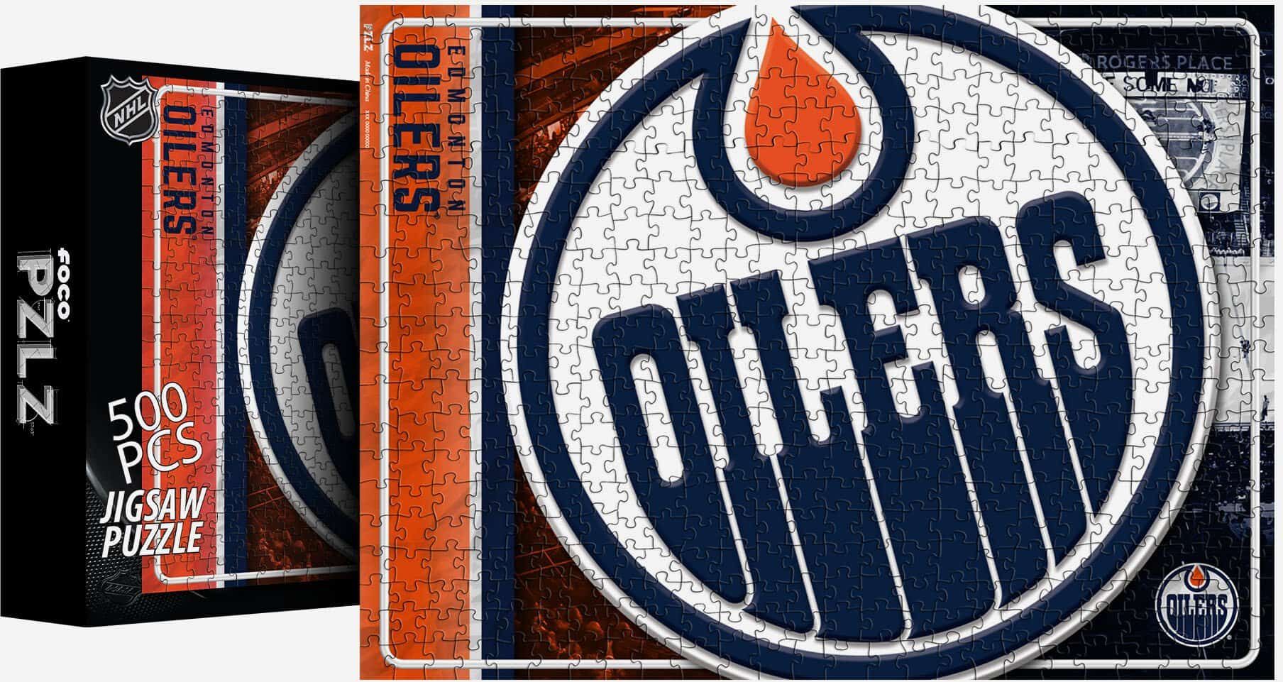 FOCO Edmonton Oilers Big Logo 500 Piece Jigsaw Puzzle PZLZ -