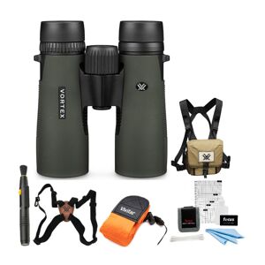 Vortex 10x42 Diamondback HD Roof Prism Binoculars with GlassPak Harness Case, Strap & Accessory Kit in Green