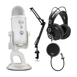 Blue Microphones Yeti USB Microphone (White Mist) with Boom Arm Microphone Stand Bundle