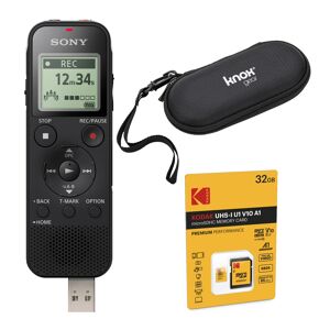 Sony ICDBX140 4GB MP3 Digital Voice Recorder with Hardshell Case and 32GB SD Card in Black