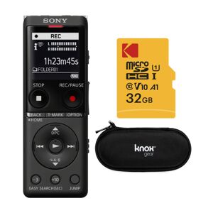 Sony ICDUX570BLK Slim Design Digital Voice Recorder with Hardshell Case and 32GB Card Bundle in Black