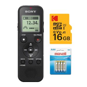 Sony PX Series ICD-PX370 Mono Digital Voice Recorder with 16GB microSDHC Card with Adapter in Black