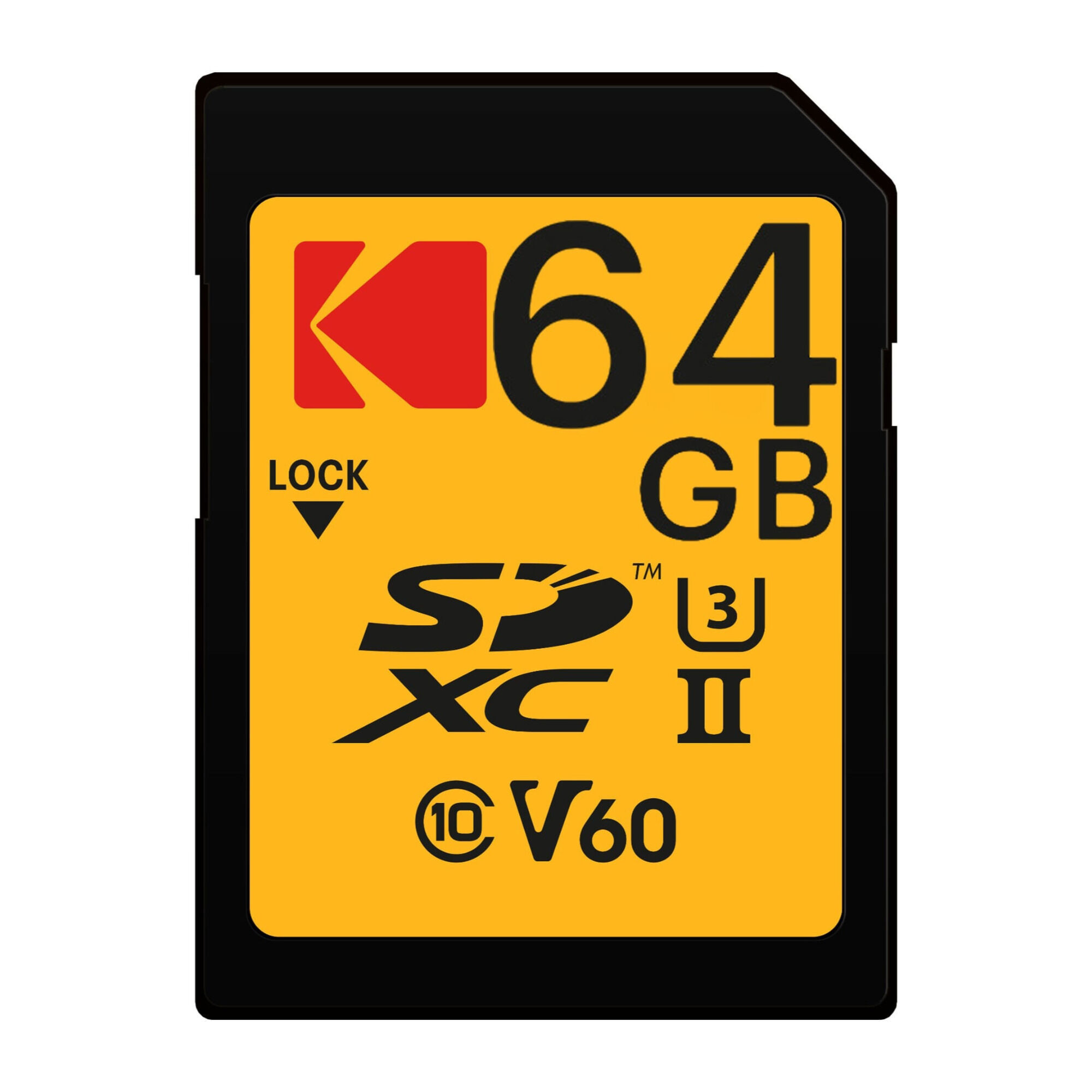 Photos - Memory Card Kodak 64GB UHS-II U3 V60 Ultra Pro SDXC  in Black/Yellow ekmsd6 