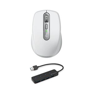 Logitech MX Anywhere 3 Compact Performance Mouse for Mac with Knox Gear 4 Port USB Hub in White