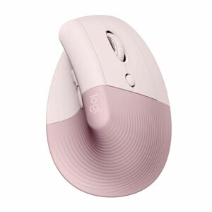 Logitech Lift Vertical Wireless Ergonomic Mouse with 4 Customizable Buttons in Rose