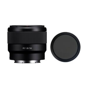 Sony FE 50mm f/1.8 Camera Lens with K&F Concept Variable Fader ND2-ND400 Filter (49mm) in Black