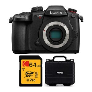 Panasonic LUMIX GH5 II Mirrorless Camera with Live Streaming (Body Only) with Hard Case and 64GB SD Card