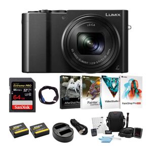 Panasonic LUMIX 4K Digital Camera with 64GB SD Card and Battery Bundle in Black
