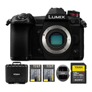 Panasonic LUMIX G9 Mirrorless Camera Body with 128GB SD Card and Battery Pack Bundle in Black