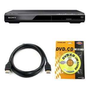 Sony DVP-SR510H 1080p Upscaling DVD Player with HDMI Cable and DVD Camera Lens Cleaner in Black