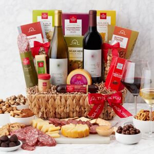 Hickory Farms Deluxe Thank You Wine Gift Basket with Snacks   Hickory Farms