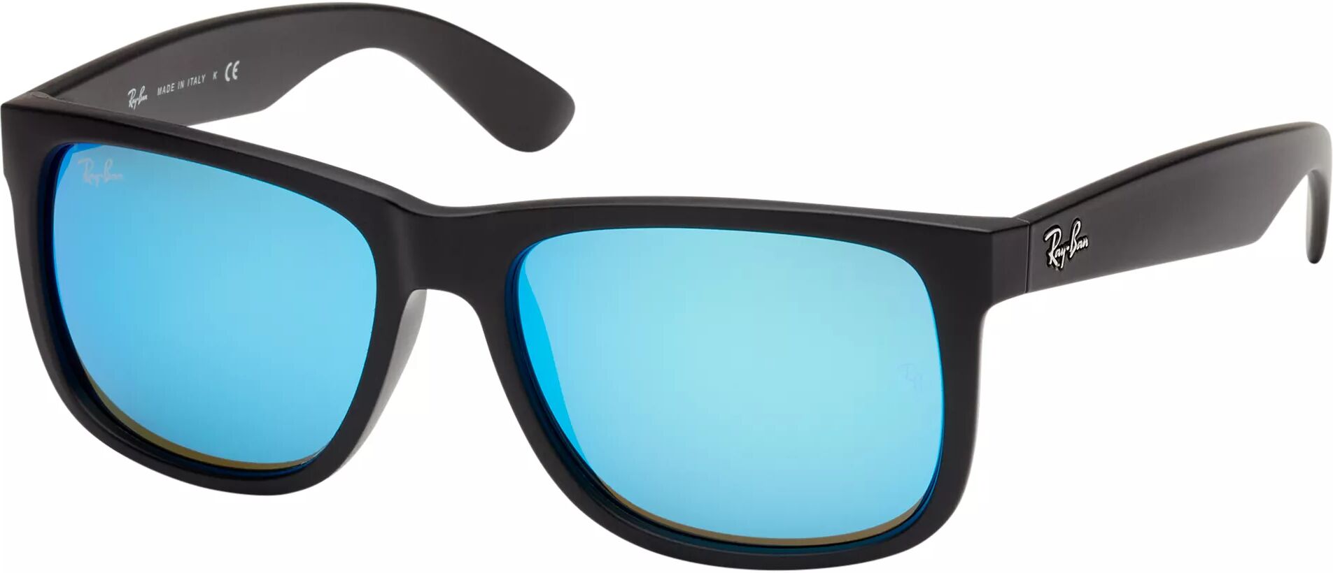 Ray-Ban Justin Classic Sunglasses, Men's, Black Rubber/Blue Mirror