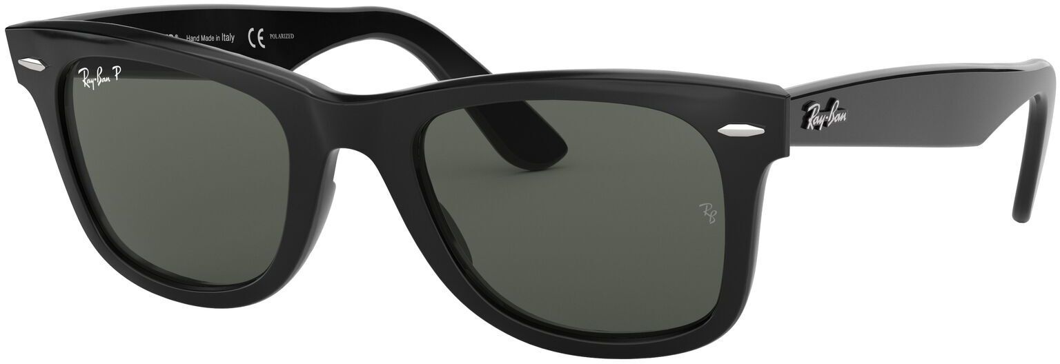 Ray-Ban Wayfarer Classics Polarized Sunglasses, Men's, Black/Crystal Green Polarized