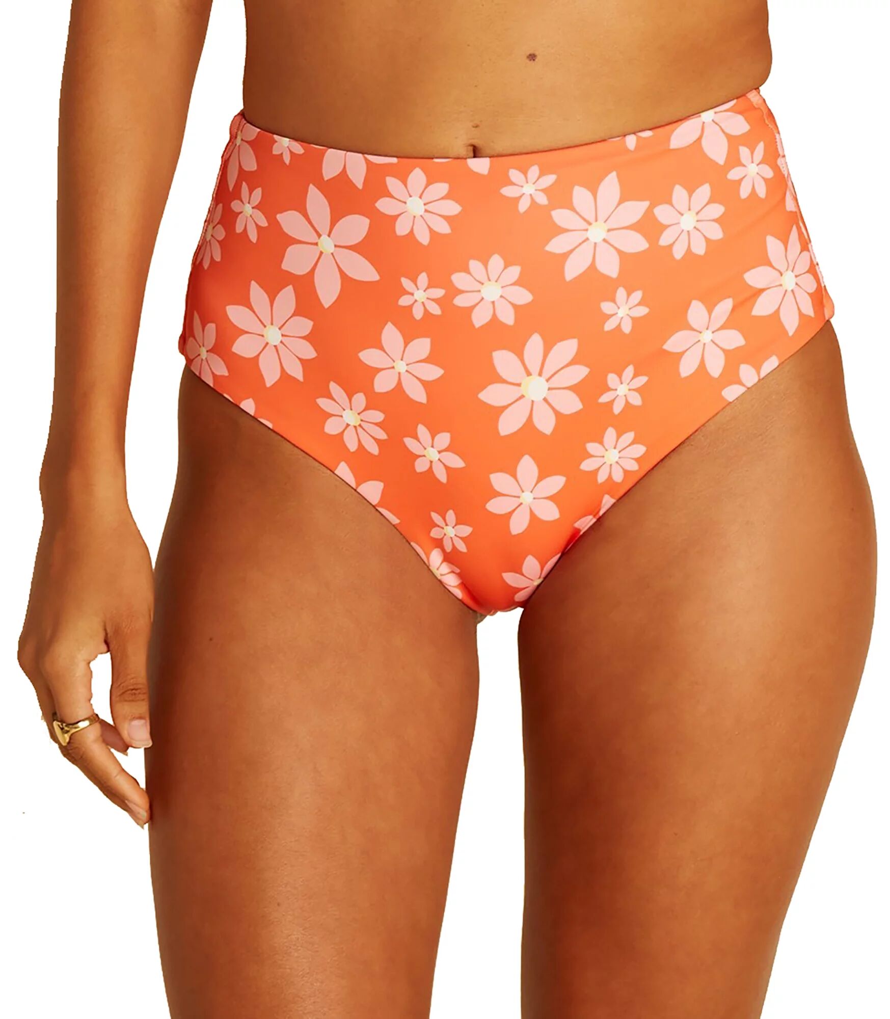 Billabong X Wrangler Women's Out West Dreamin' Rev High-Waisted Retro Bikini Bottoms, XL, Orange