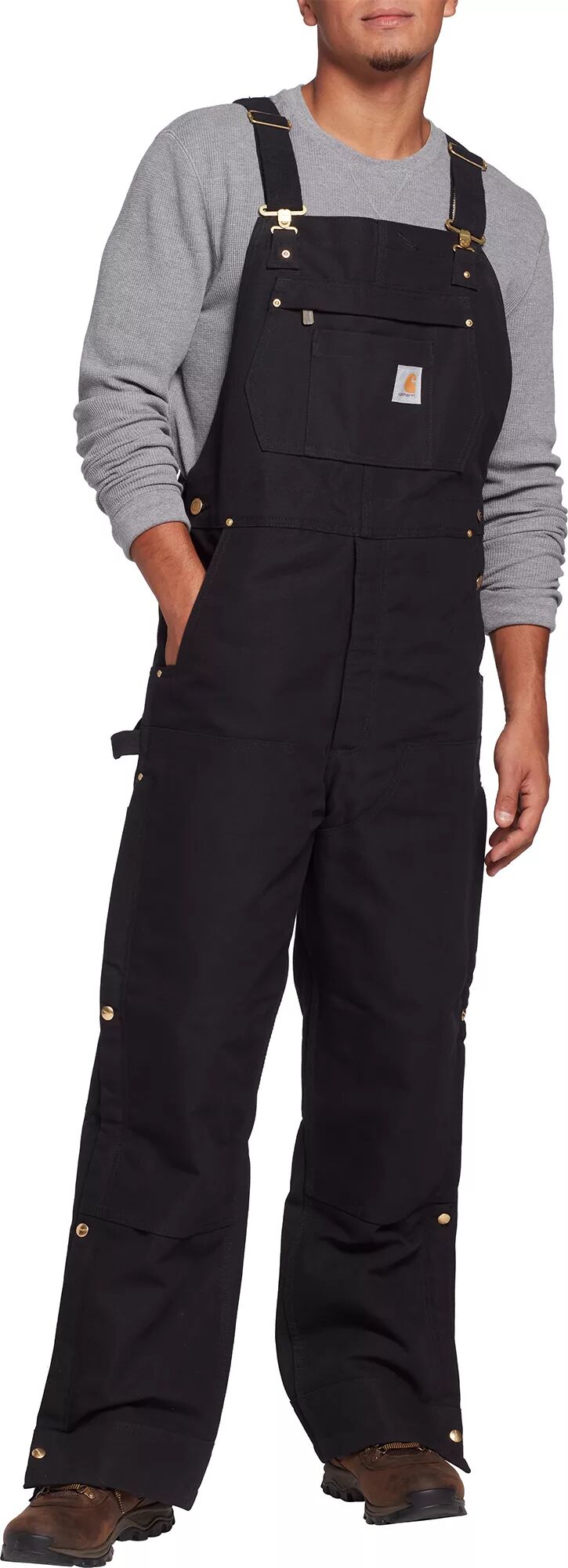 Carhartt Men's Loose Fit Firm Duck Insulated Bib Overalls, Medium, Black