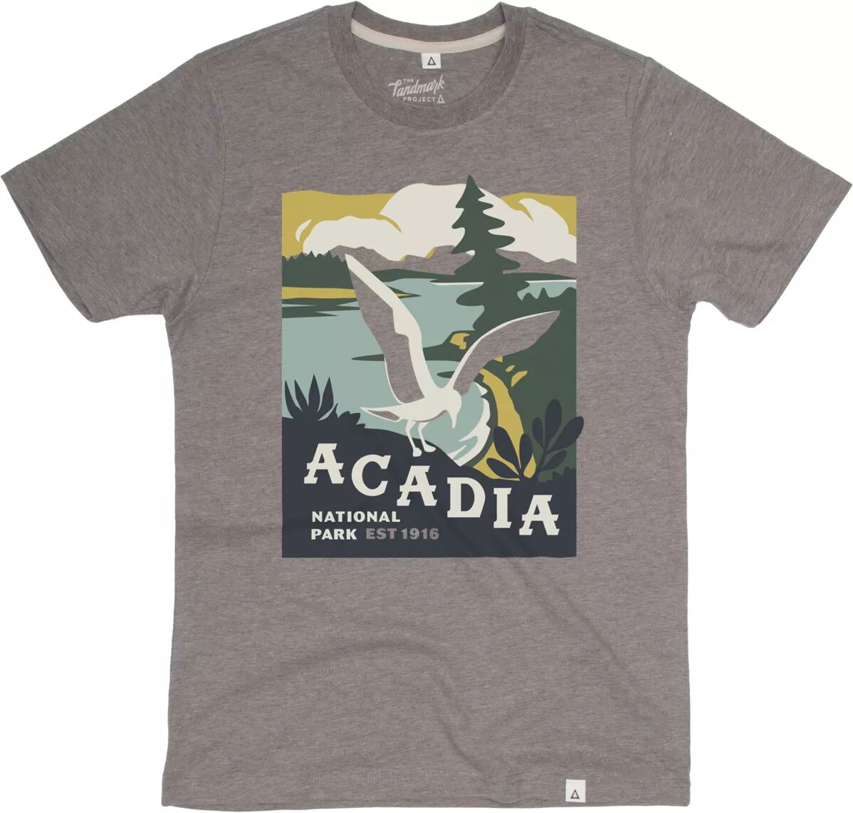 Pro-Ject The Landmark Project Men's Adult Acadia National Park Graphic T-Shirt, XL, Gray