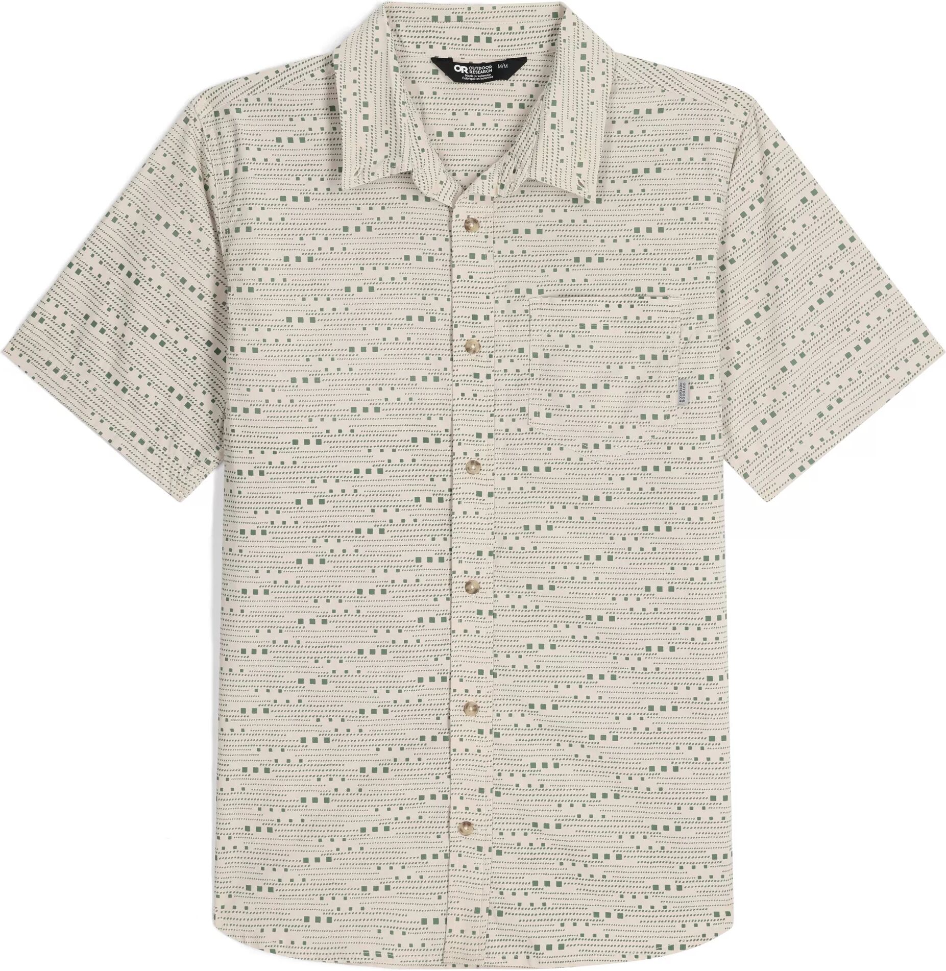 Outdoor Research Men's Rooftop SS Shirt, Medium, Oyster Dash Path