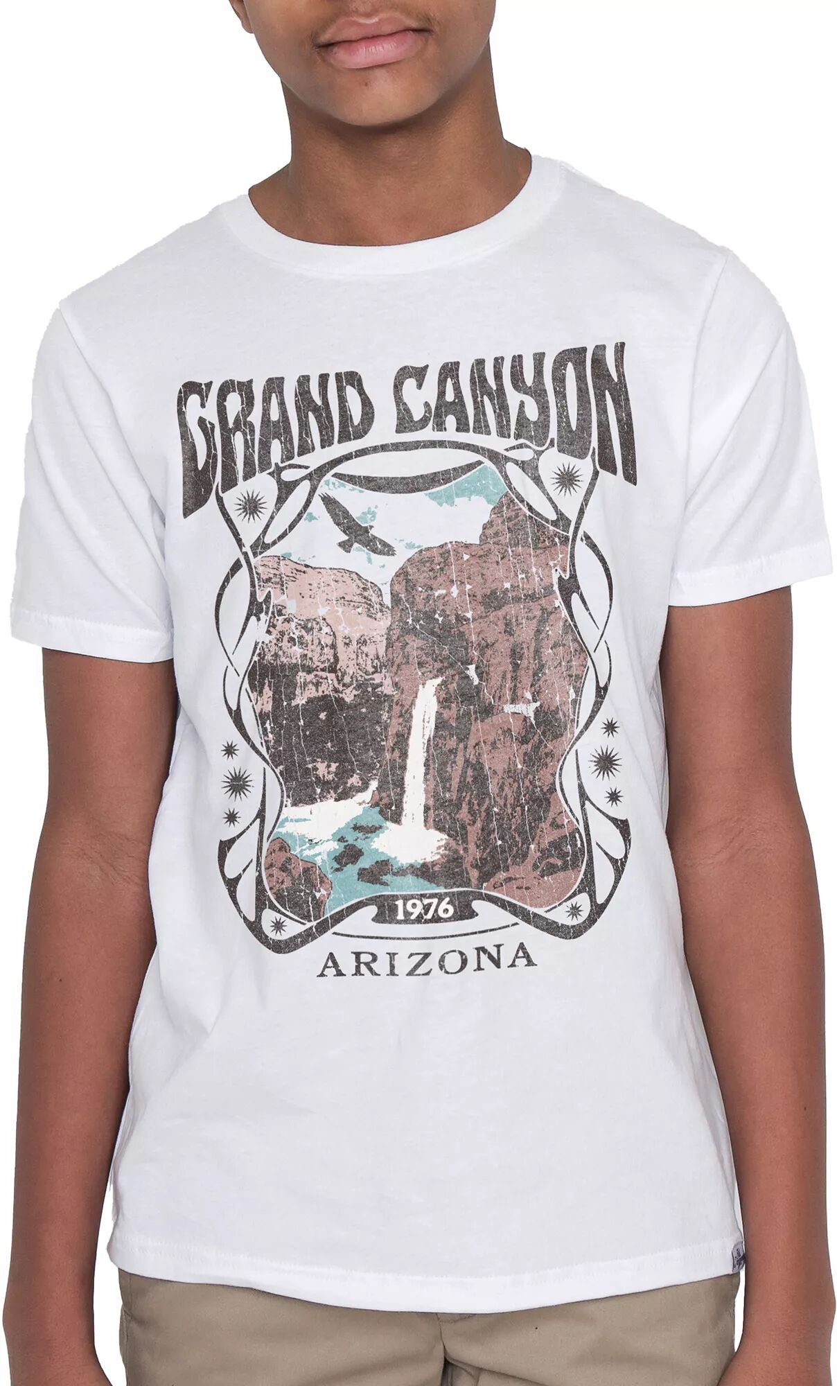 Kid Dangerous Kids' Grand Canyon Waterfall T-Shirt, Boys', XL, White