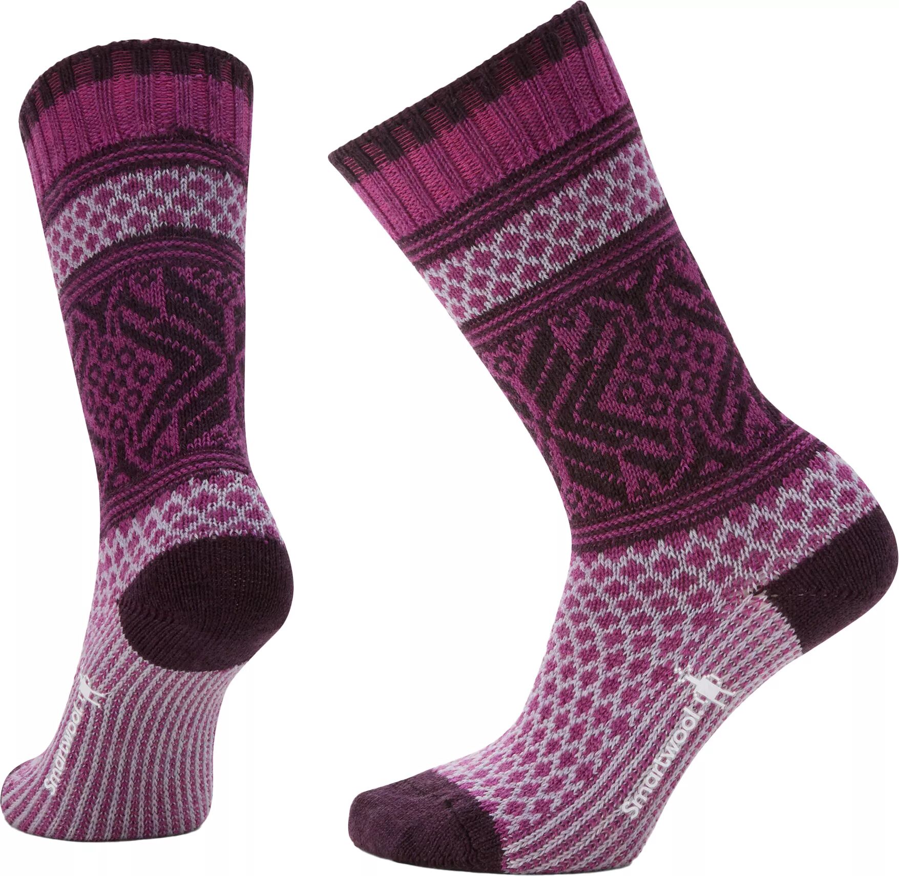 Smartwool Women's Everyday Popcorn Snowflake Pattern Crew Socks, Large, Pink