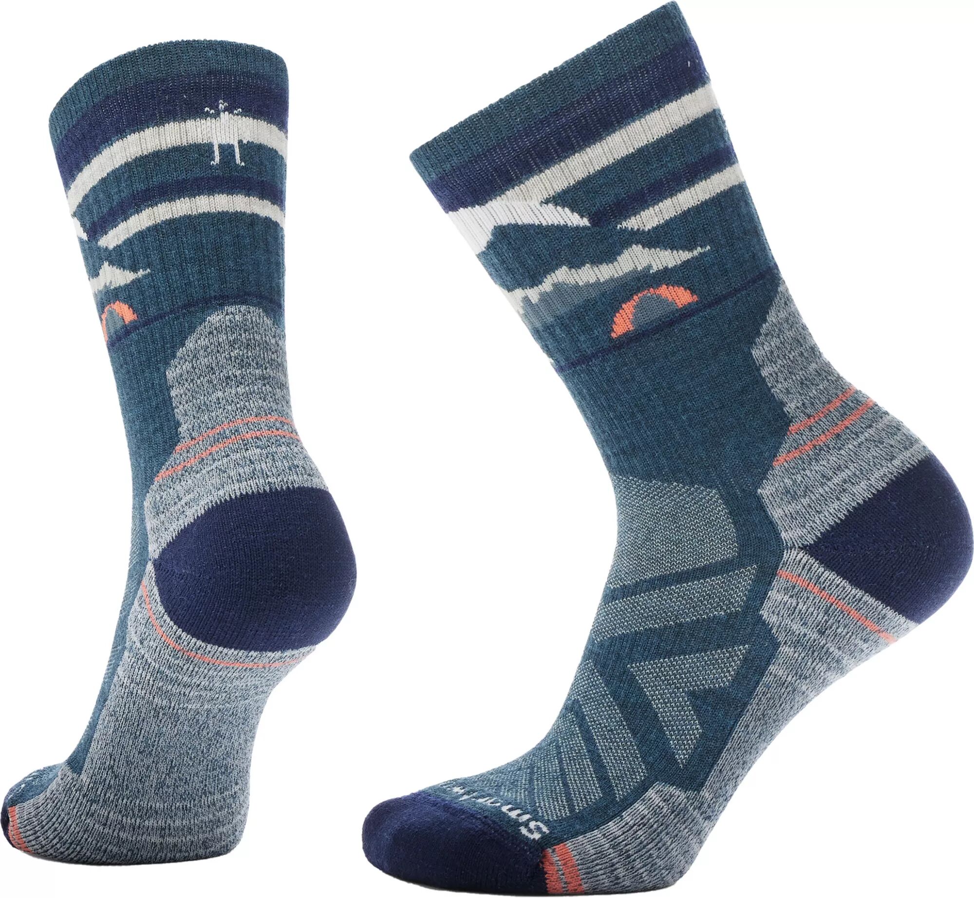 SmartWool Women's Hike Light Cushion Mountain Moon Crew Socks, Large, Blue