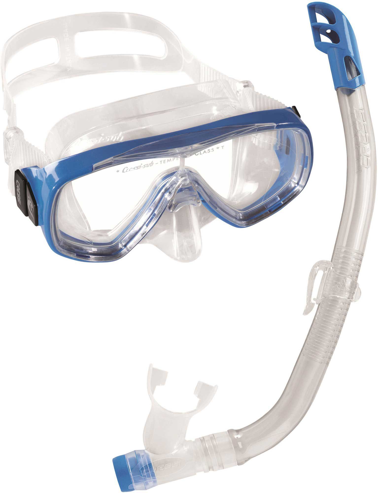 Cressi Ondina and Top Jr Snorkel Mask Combo, Clear/Blue