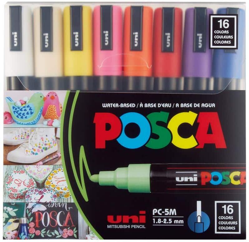 POSCA PC-5M Medium Bullet Paint Marker Set (16-Colors)