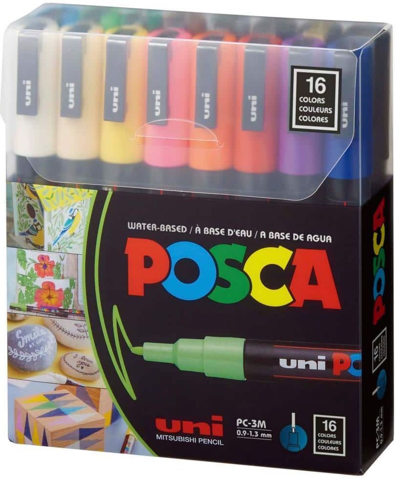 POSCA PC-3M Fine Bullet Paint Marker Set (16-Colors)