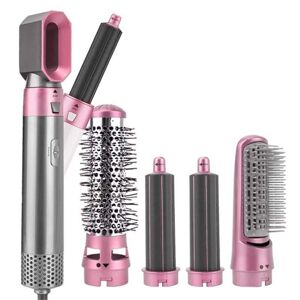 Aoibox 5-in-1 Curling Wand Hair Dryer Set Professional Hair Curling Iron for Multiple Hair Types and Styles, Pink