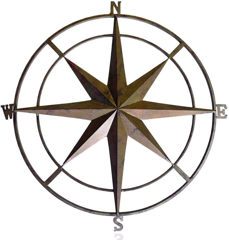 BACKYARD EXPRESSIONS PATIO · HOME · GARDEN 31 in. Bronze Compass Outdoor/Indoor Wall Decor