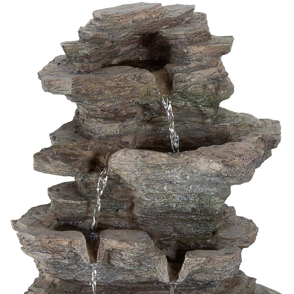 Pure Tiered Indoor Tabletop Water Fountain with Cascading Waterfall and LED Lights