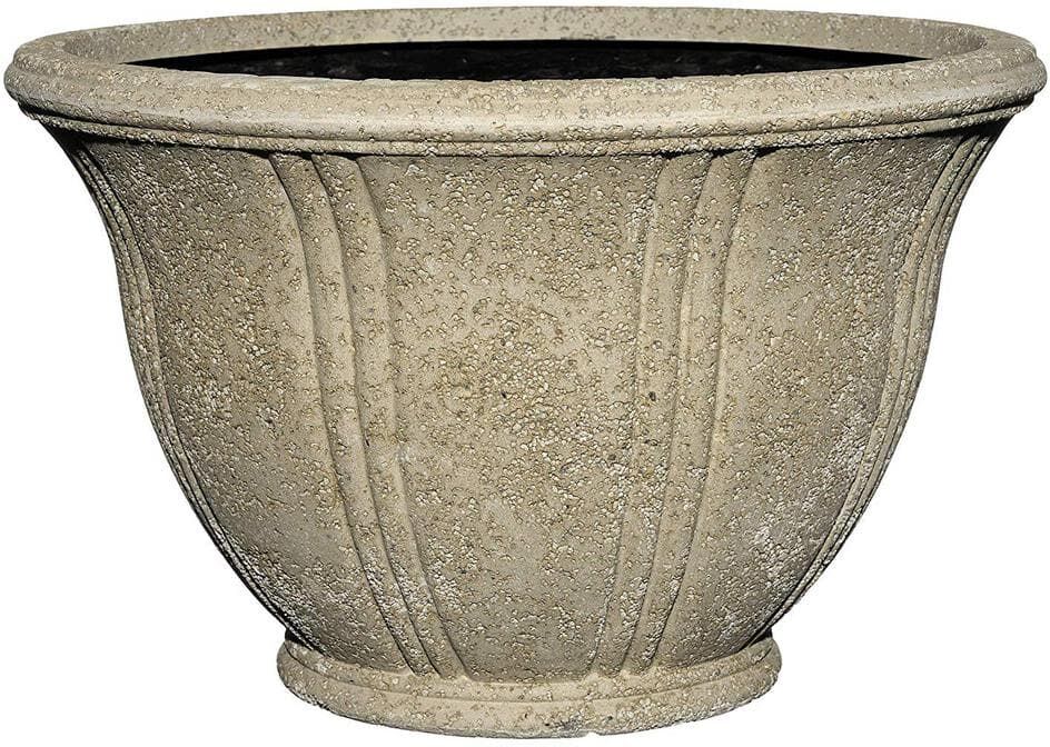 CHG CLASSIC HOME & GARDEN 22 in. Natural Lava Stone Low Dorset Pot Planter