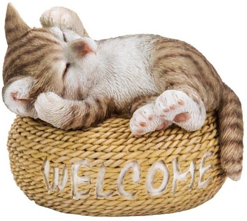 HI-LINE GIFT LTD. Grey Cat with Welcome Sign - Garden Statue