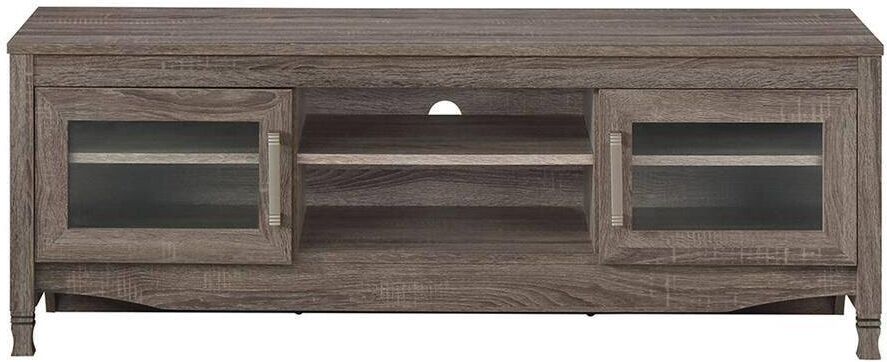 Aoibox 53 in. Gray Driftwood TV Stand Fits TV'S 65 in. With 2-Doors and Cable Management, Weight Capacity 110 lbs.