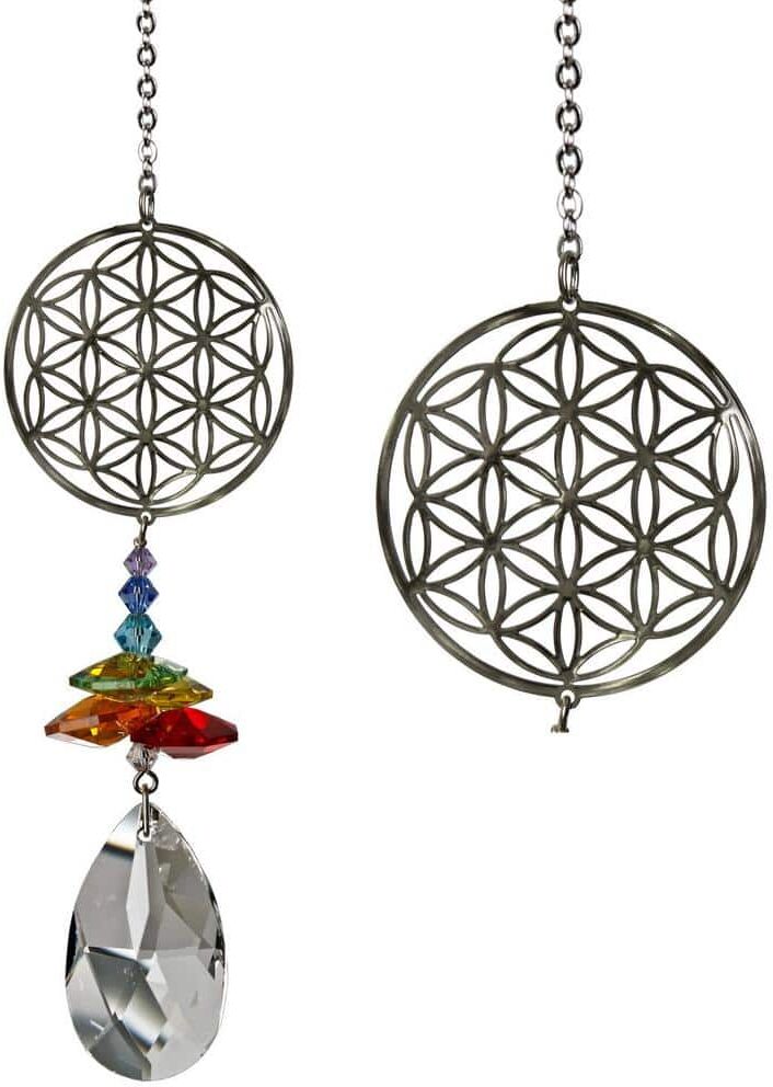 WOODSTOCK CHIMES Woodstock Rainbow Makers Collection, Crystal Fantasy, 4.5 in. Flower of Life Crystal Suncatcher