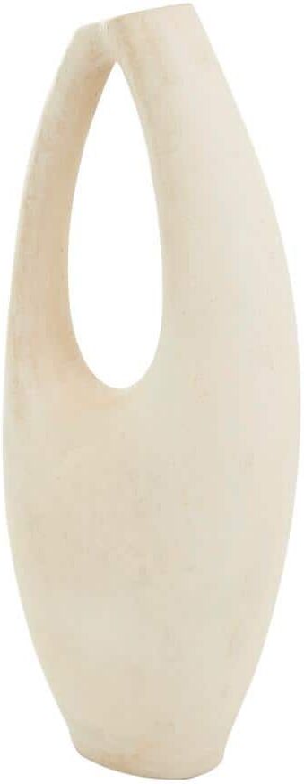 Litton Lane Beige Abstract Curved Paper Mache Decorative Vase with Handle