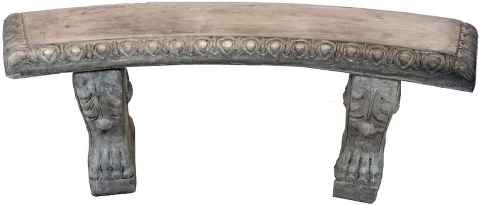 Athens Stonecasting Large Swag Edge Concrete Curved Garden Bench with Claw Legs